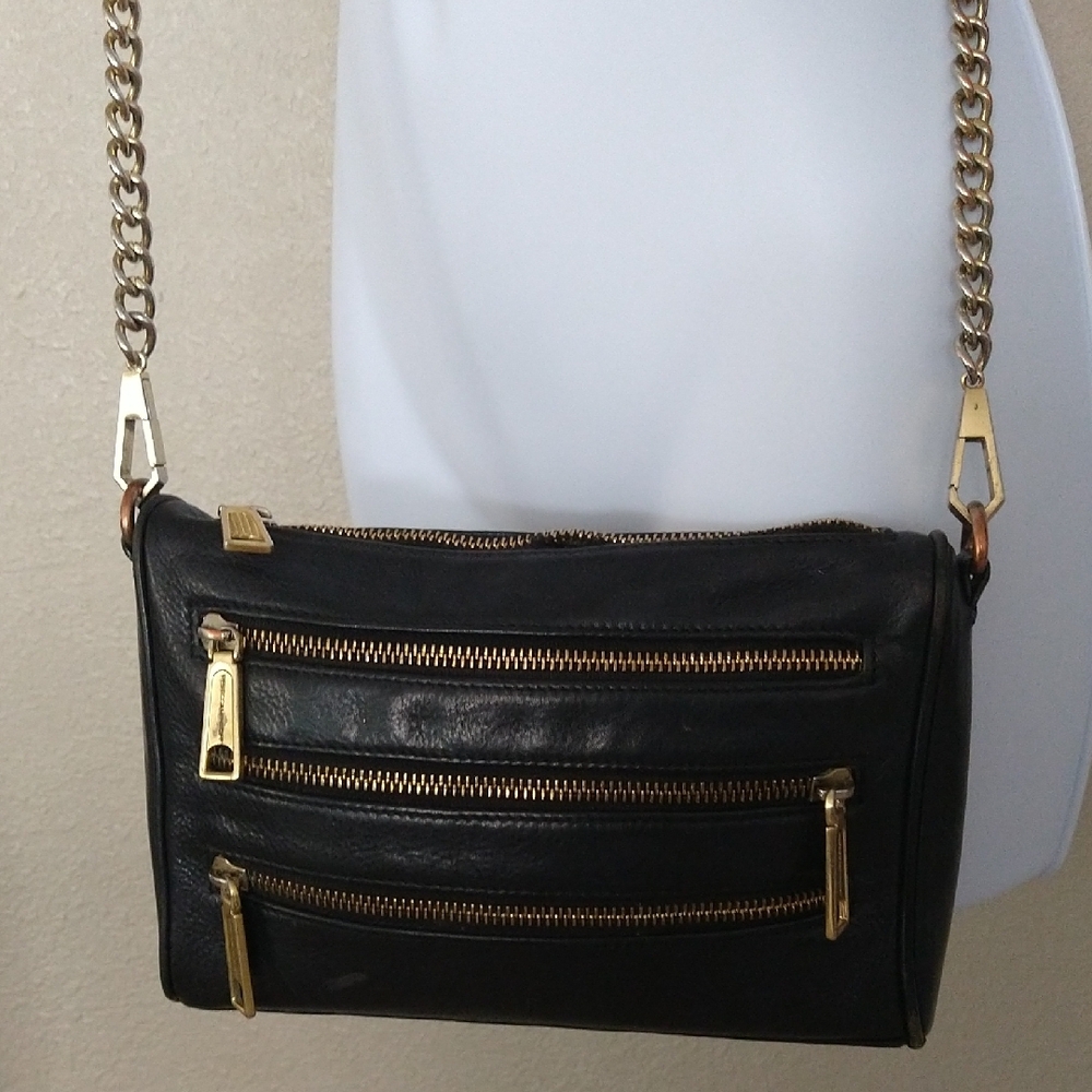 Beautiful Rebecca Minkoff Expesso Brown Leather Crossbody with Gold Accents